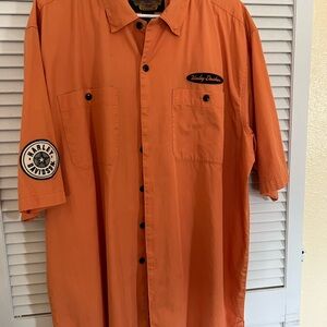 Harley-Davidson Men's Bold Orange Button-Down Shirt